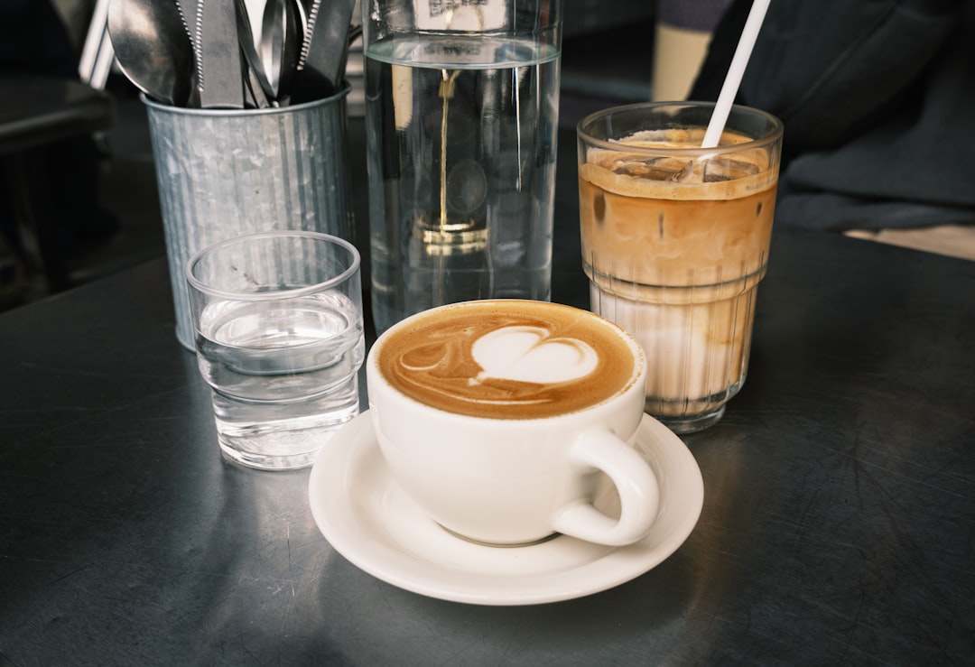 Coffee with latte art and iced coffee drinks